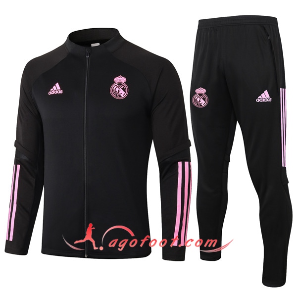 Nouveaux Ensemble Survetement De Foot Veste Real Madrid Noir 20 21