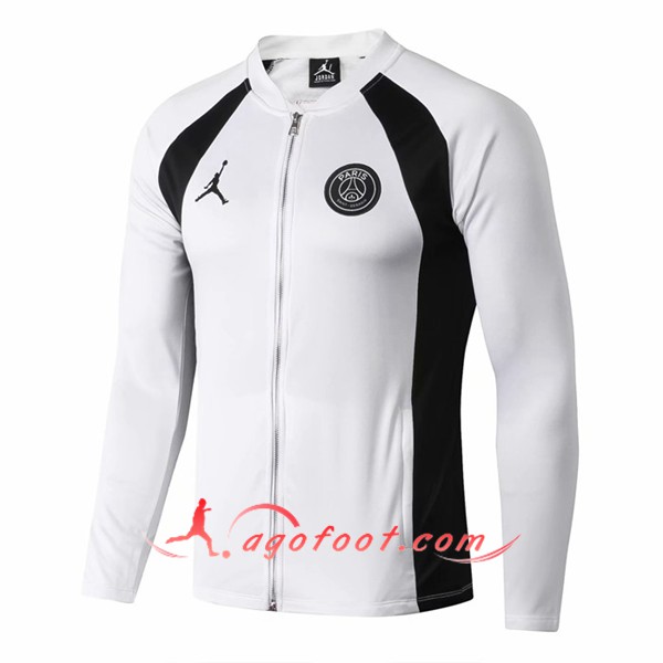 Nouveaux Veste Foot PSG Jordan Blanc Noir 19 20