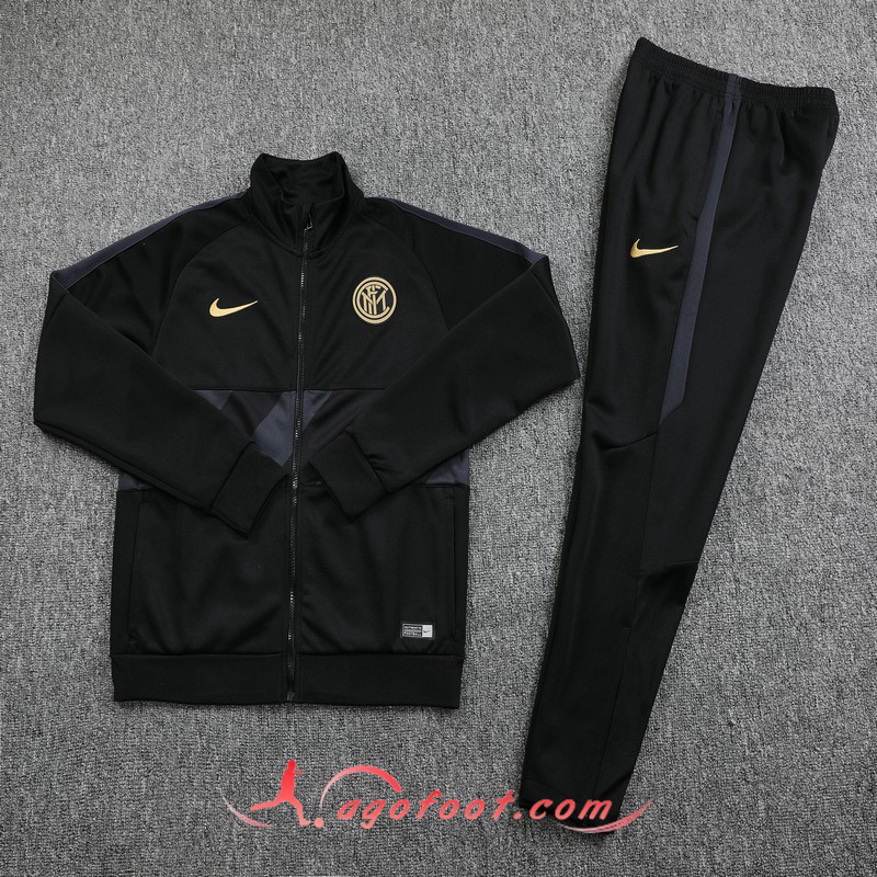 Nouveaux Ensemble Survetement de Foot - Veste Inter Milan Noir 19 20