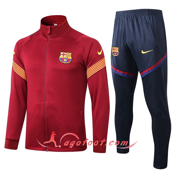 Nouveaux Ensemble Survetement de Foot - Veste FC Barcelone Rouge 20 21