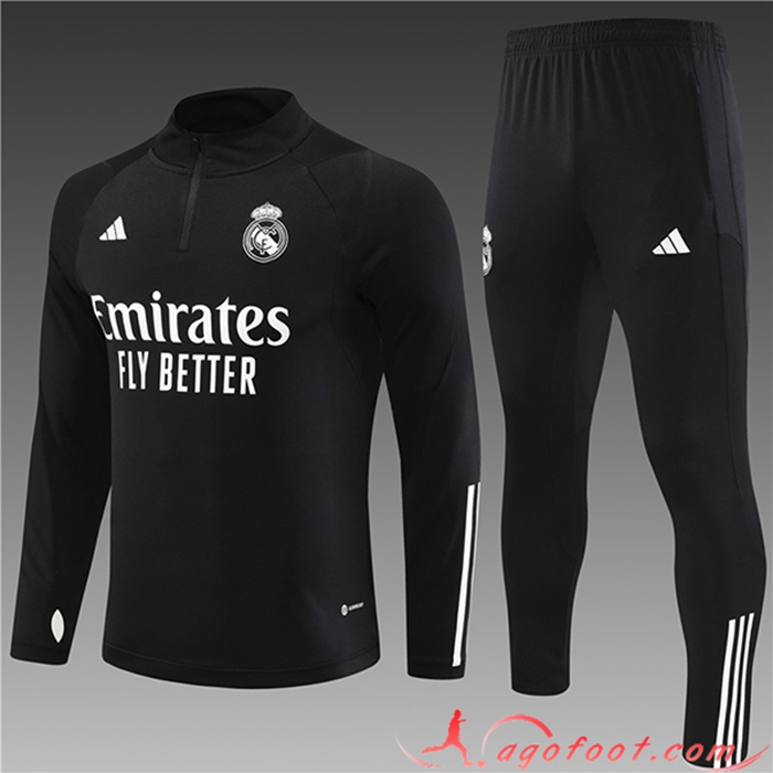 Collection Ensemble Survetement de Foot Real Madrid Enfant Noir 2023/2024