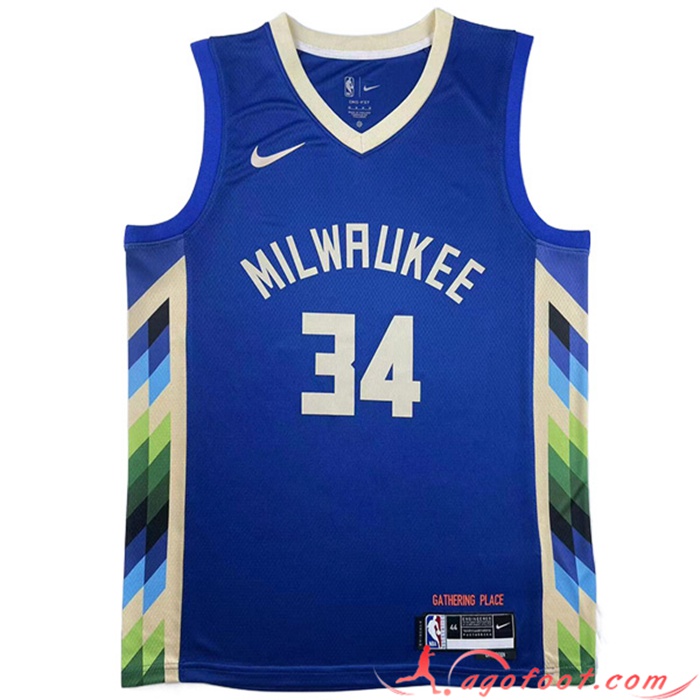 Solde Maillot Milwaukee Bucks (ANTETOKOUNMPO #34) 2023/24 Bleu