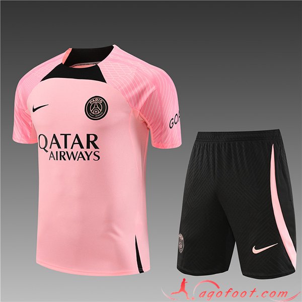 Coloriage Training T Shirts Short PSG Enfant Rose 2023 2024